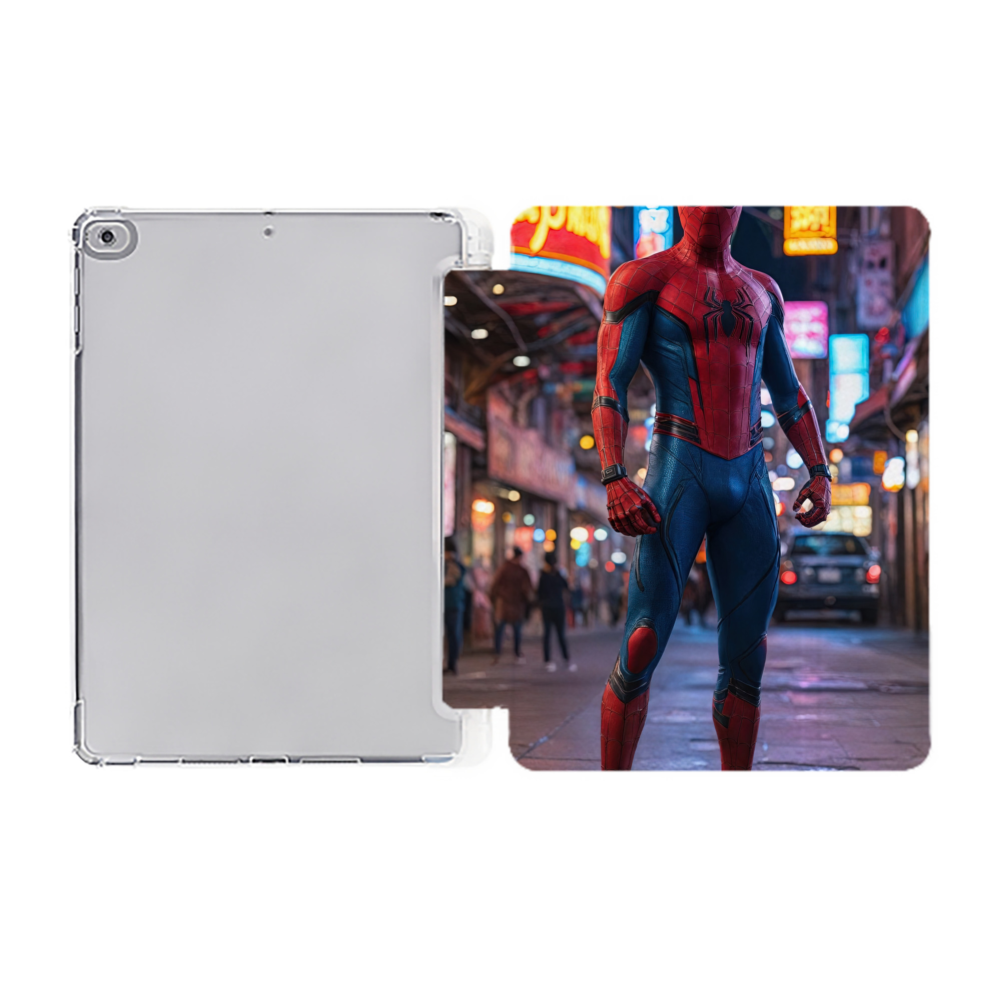 Spider Man スパイダーマン IPad ケース ペン収納付き 三つ折りスタンド PUレザー×シリコン 対応機種9.5/10.5/10.9インチ